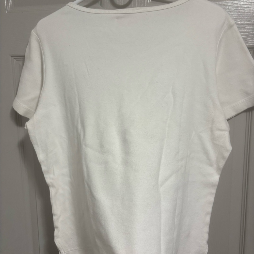 Quacker Factory White Tee with Colorful Umbrella Embroidery - Picture 6 of 6